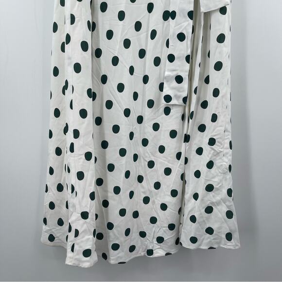 PEONY Le Spot Maxi Skirt SZ 2 Green Polka Dot Thigh High Slit eco-Conscious NWT - Picture 10 of 15
